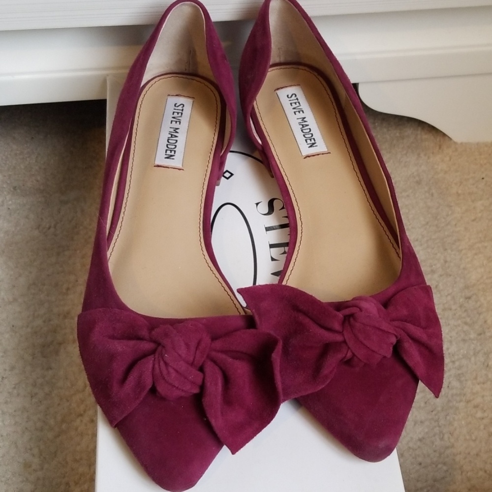 Burgundy Suede Steve Madden Flats